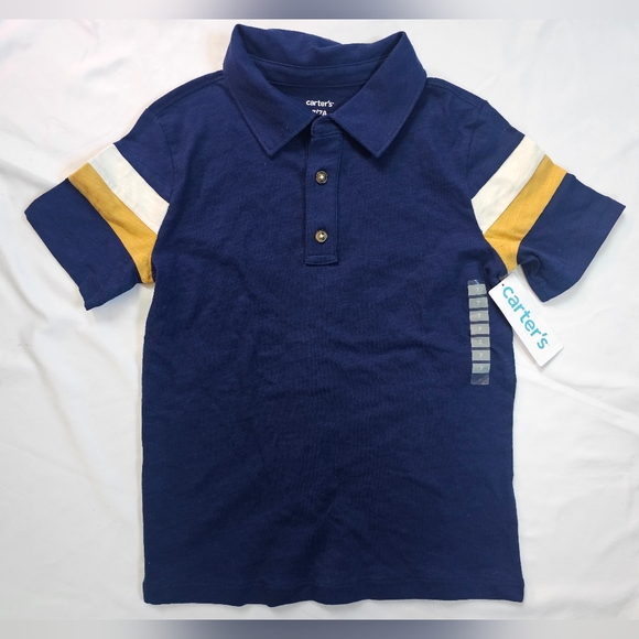 Carter's Other - Carter's Navy Polo with Yellow and White Stripes- Size 7